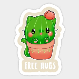 Free Hugs cactus cat Sticker